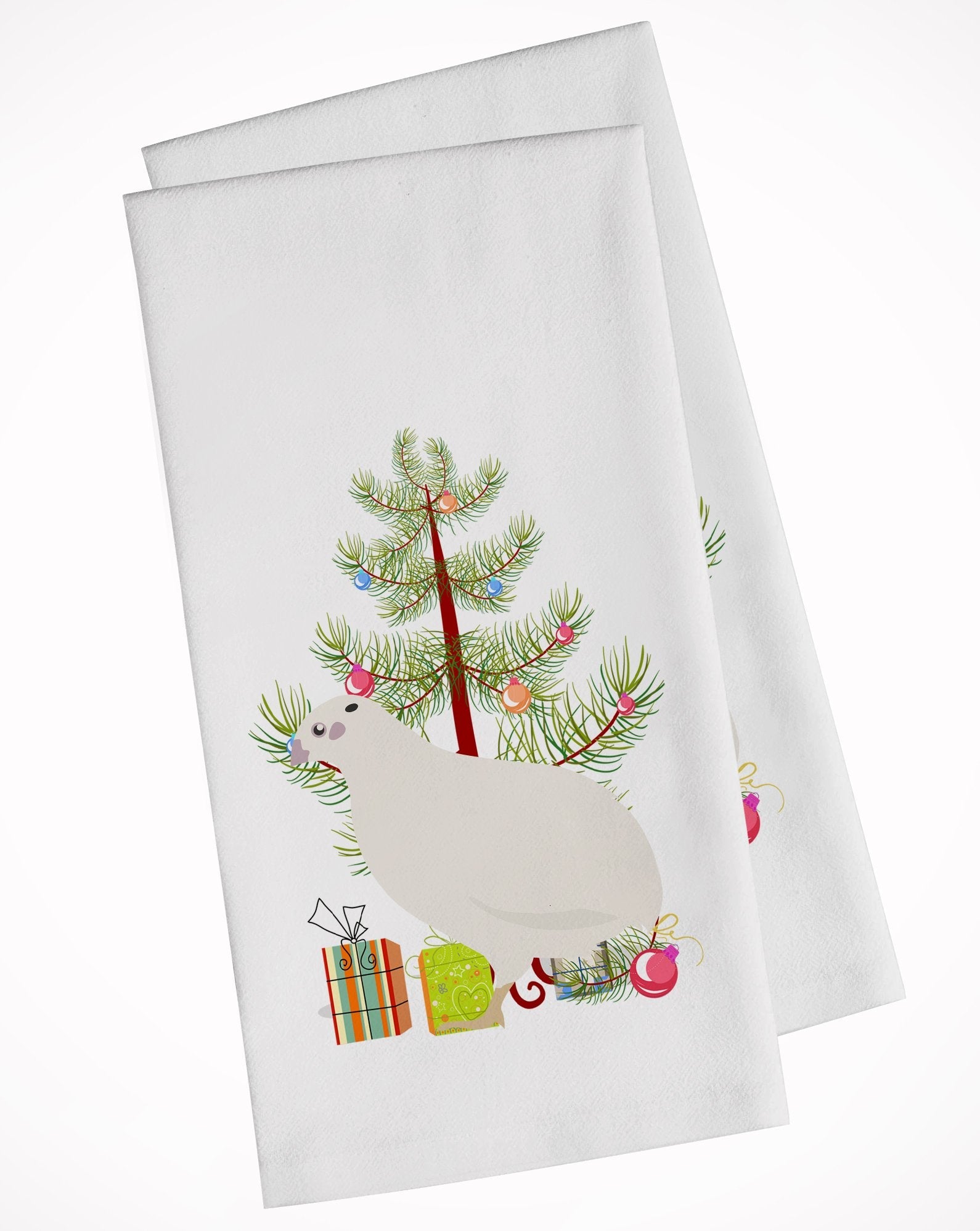 Texas Quail Christmas Kitchen Towel Set of 2 White Dish Towels Decorative Bathroom Hand towel for Hand, Face, Hair, Yoga, Tea, Dishcloth, 19 X 28", White