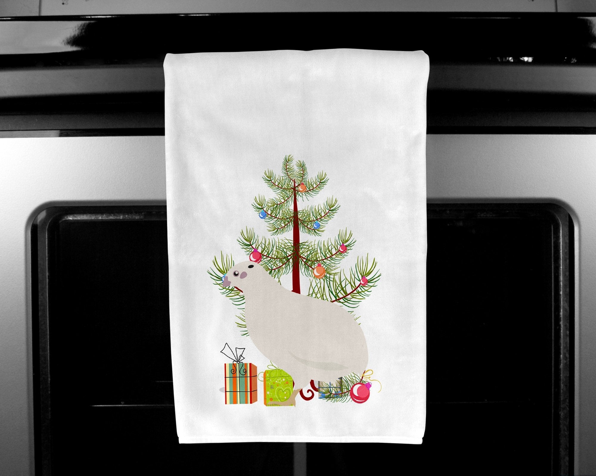 Texas Quail Christmas Kitchen Towel Set of 2 White Dish Towels Decorative Bathroom Hand towel for Hand, Face, Hair, Yoga, Tea, Dishcloth, 19 X 28", White