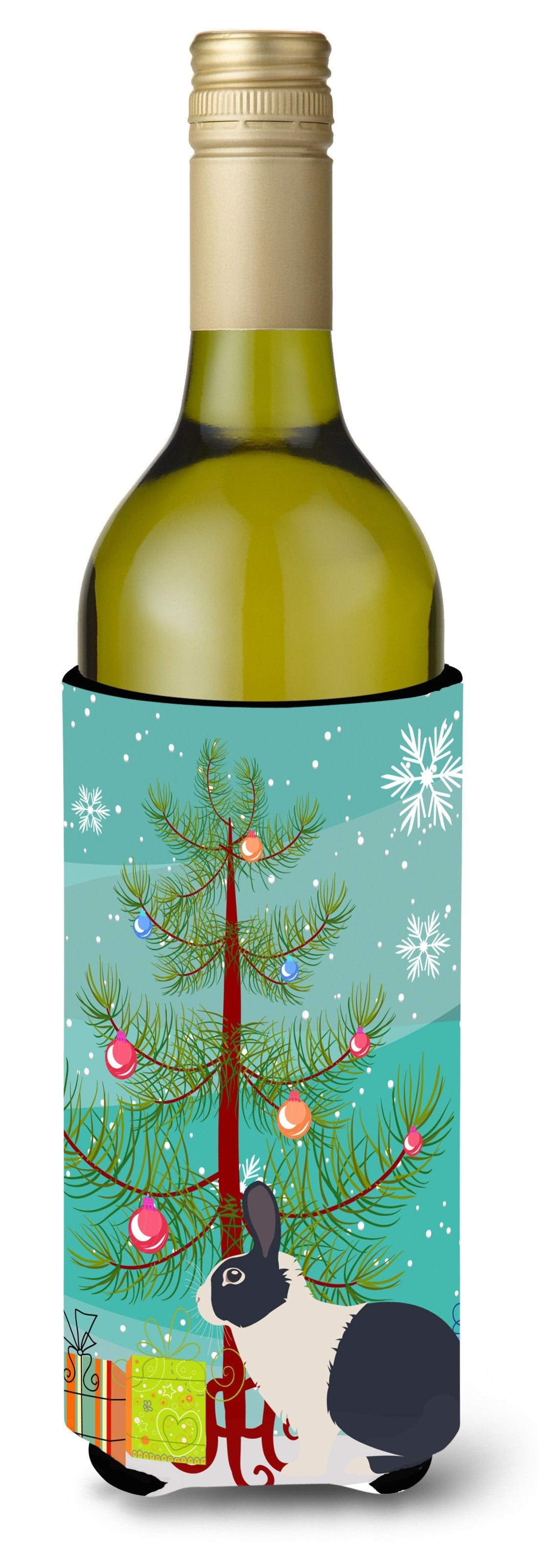 Dutch Rabbit Christmas Wine Bottle Hugger Gift Sleeve for Standard 750 ml Bottles, Insulated Reusable Also Fits Mini Shot & Pint Bottles