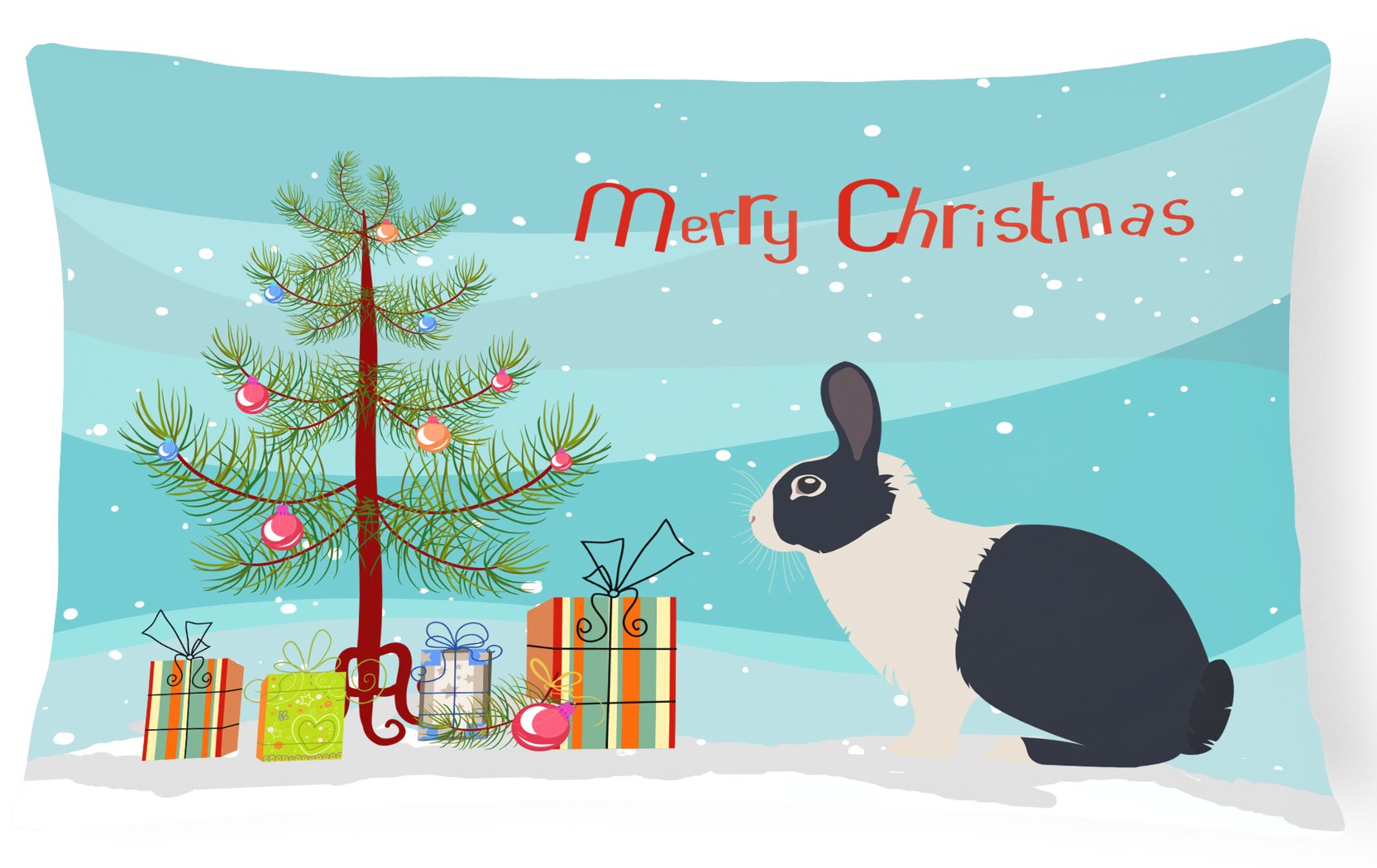 Dutch Rabbit Christmas Decorative Throw Pillow 12x16 Indoor Outdoor Accent Cushion, Fabric Cover with Insert for Sofa, Bed, Porch & Living Room