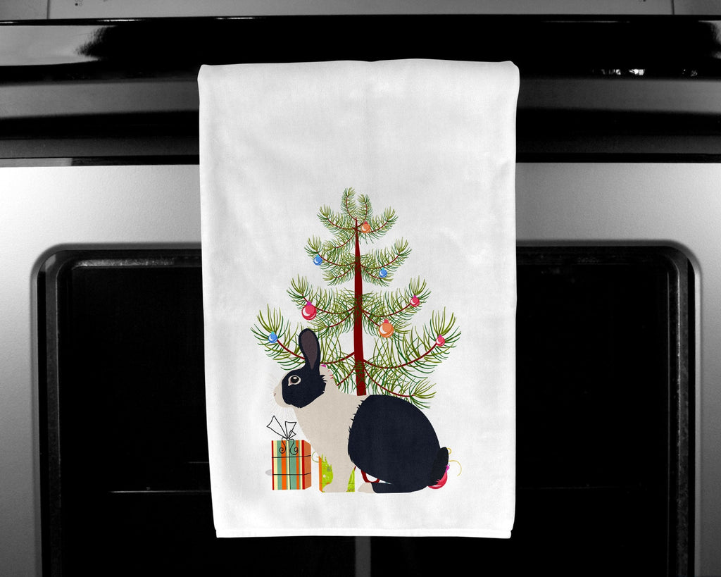 Dutch Rabbit Christmas Kitchen Towel Set of 2 White Dish Towels Decorative Bathroom Hand towel for Hand, Face, Hair, Yoga, Tea, Dishcloth, 19 X 28", White