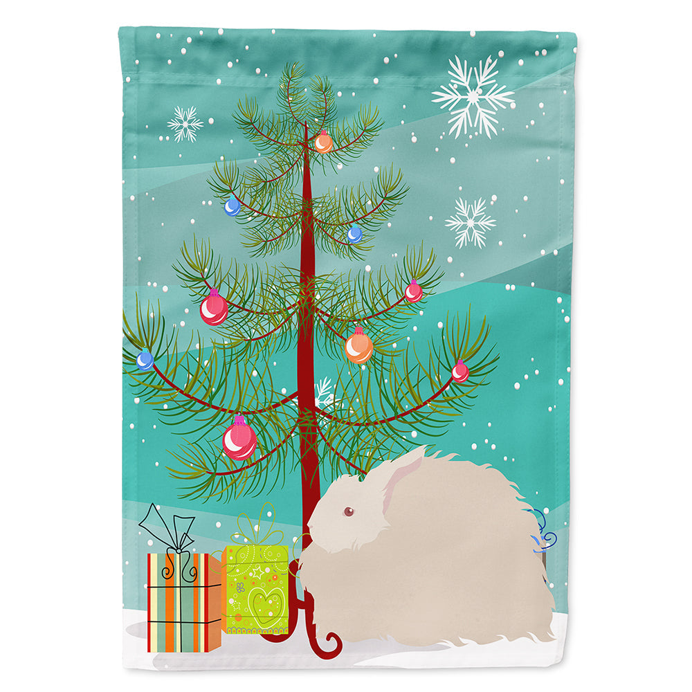 Fluffy Angora Rabbit Christmas House Flag 28x40 Porch Sleeve Pole Decorative Outside Yard Banner Artwork Wall Hanging, Polyester