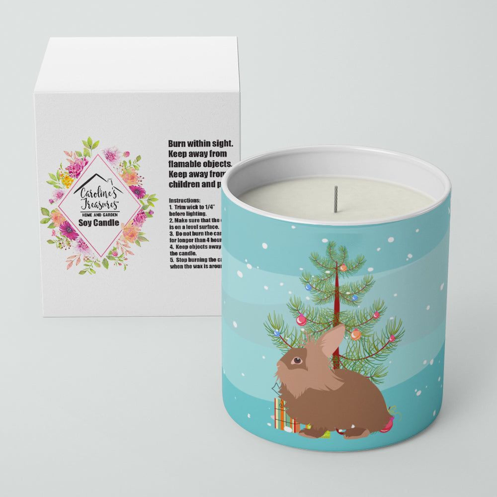 Lionhead Rabbit Christmas Decorative Soy Candle Nature Soy Wax Essential Oil Home Decor Ideal for Bedroom Kitchen Bath Office Gift, 10 oz