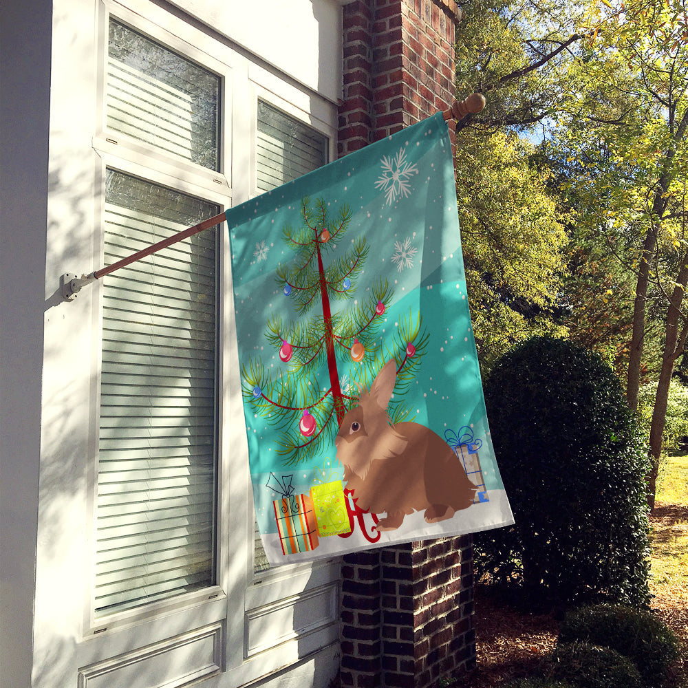 Lionhead Rabbit Christmas House Flag 28x40 Porch Sleeve Pole Decorative Outside Yard Banner Artwork Wall Hanging, Polyester