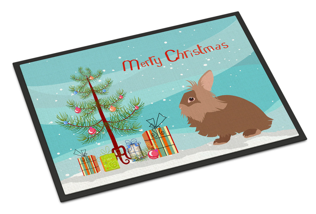 Lionhead Rabbit Christmas Doormat Indoor Outdoor 18H X 27W Front Door Mat Rugs for Entryway, Non Slip Washable