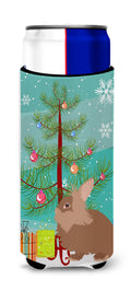 Lionhead Rabbit Christmas Slim Can Hugger , Insulated Foam Hugger for 12 oz Slim Cans, Beer Bottles & Water Bottles, Printed in USA