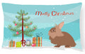 Lionhead Rabbit Christmas Decorative Throw Pillow 12x16 Indoor Outdoor Accent Cushion, Fabric Cover with Insert for Sofa, Bed, Porch & Living Room