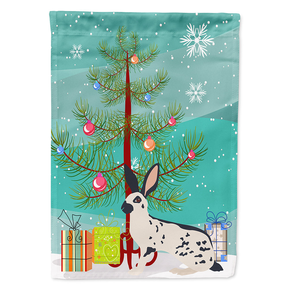 English Spot Rabbit Christmas House Flag 28x40 Porch Sleeve Pole Decorative Outside Yard Banner Artwork Wall Hanging, Polyester