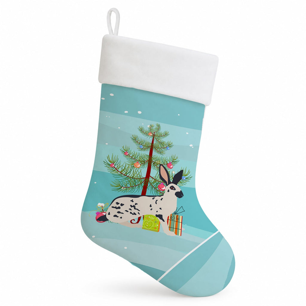 English Spot Rabbit Christmas Holiday Stocking Double-Sided Print, Polyester Suede,11x18, Made in USA