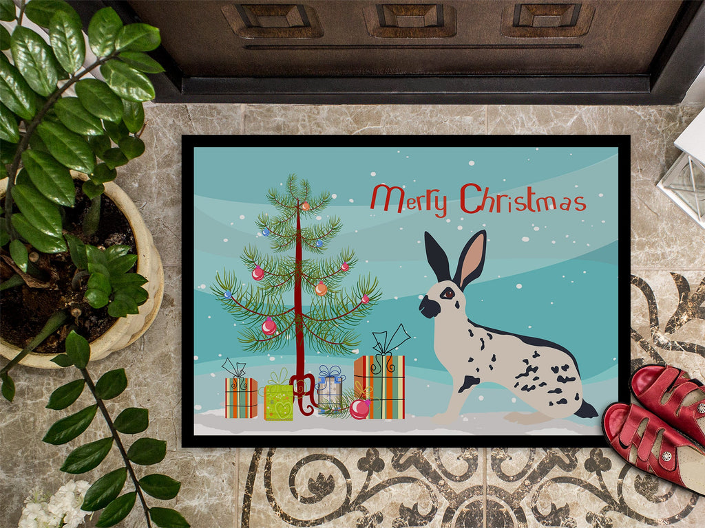 English Spot Rabbit Christmas Doormat Indoor Outdoor 24H X 36W Front Door Mat Rugs for Entryway, Non Slip Washable Low Pile,