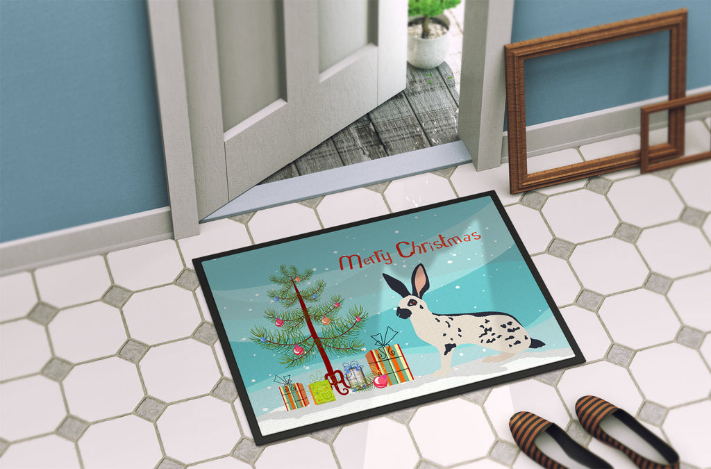 English Spot Rabbit Christmas Doormat Indoor Outdoor 18H X 27W Front Door Mat Rugs for Entryway, Non Slip Washable