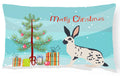English Spot Rabbit Christmas Decorative Throw Pillow 12x16 Indoor Outdoor Accent Cushion, Fabric Cover with Insert for Sofa, Bed, Porch & Living Room