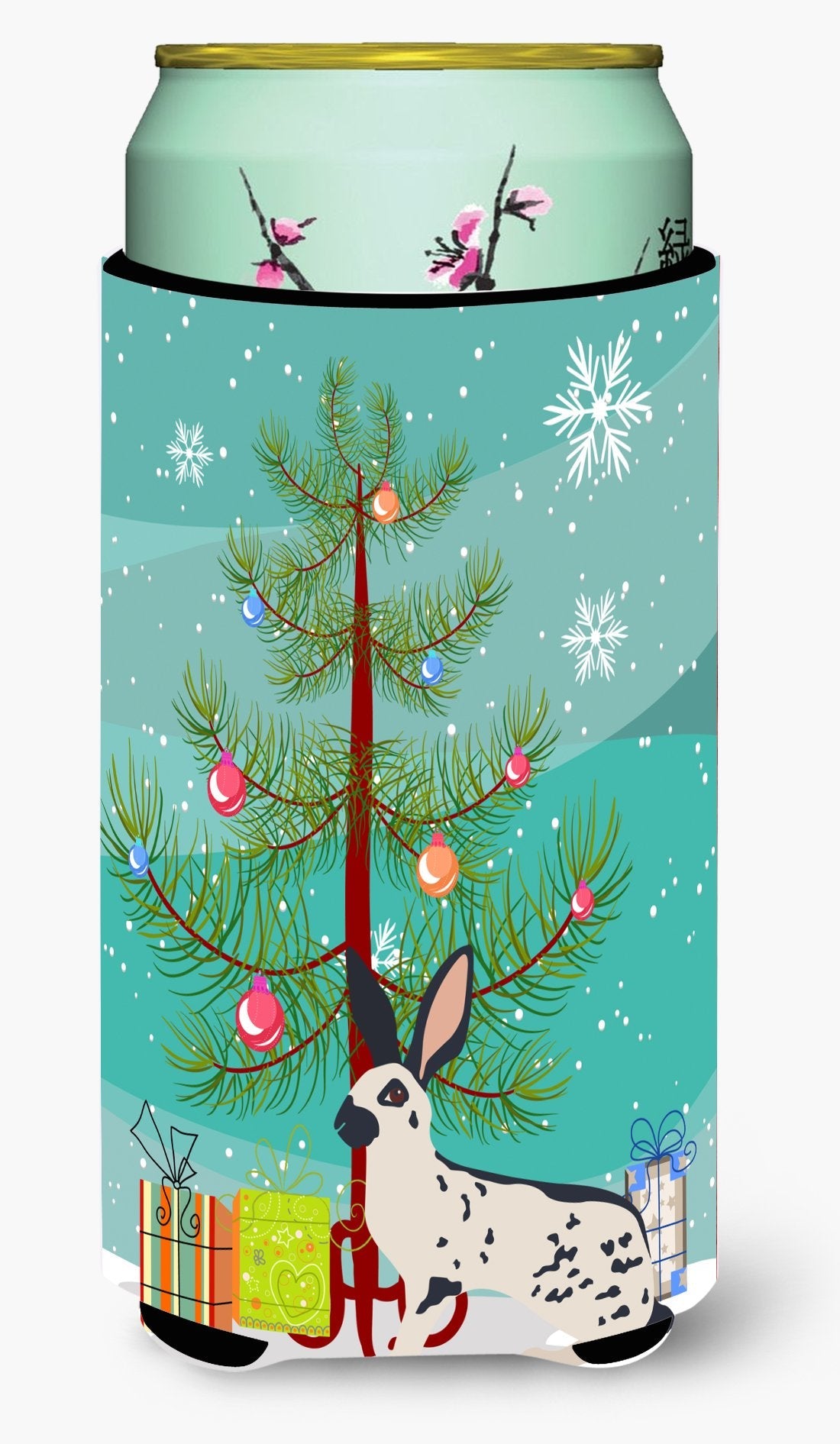 English Spot Rabbit Christmas Tall Boy Hugger Can Cooler Sleeve Machine Washable Drink Collapsible Insulator Beverage Insulated Holder