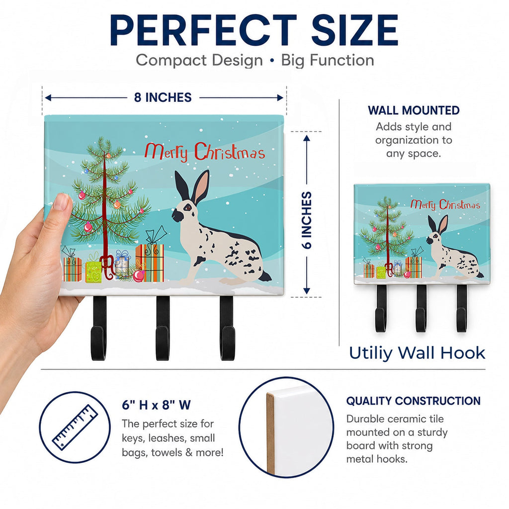 English Spot Rabbit Christmas Leash or Key Holder Wall Hooks, Coat Rack Wall Mount, for Hanging Keys, Towels, Aprons, Leashes