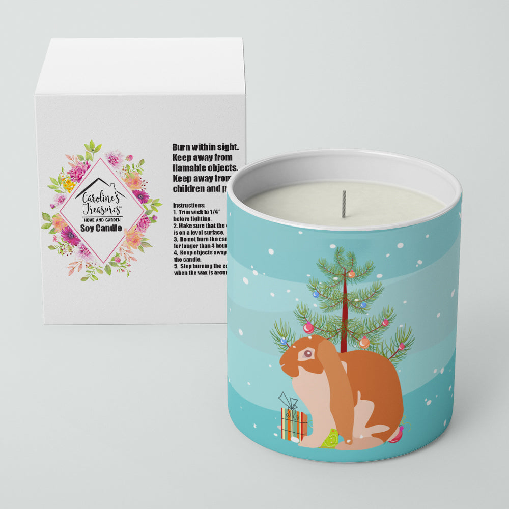 English Lop Rabbit Christmas Decorative Soy Candle Nature Soy Wax Essential Oil Home Decor Ideal for Bedroom Kitchen Bath Office Gift, 10 oz