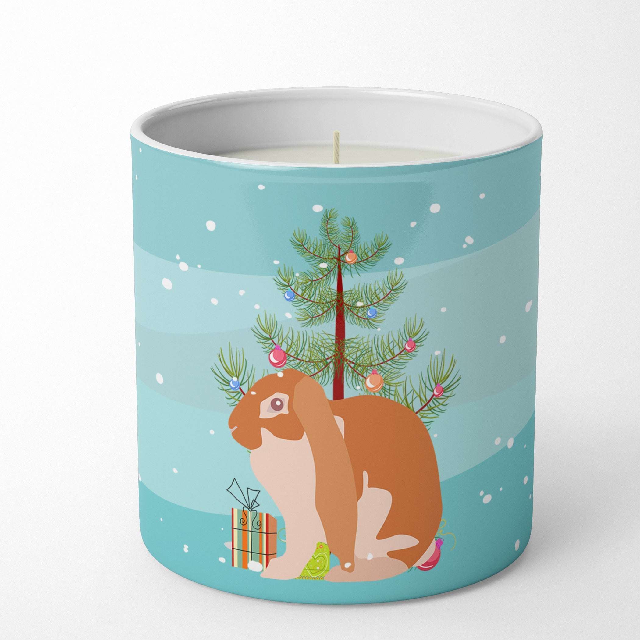 English Lop Rabbit Christmas Decorative Soy Candle Nature Soy Wax Essential Oil Home Decor Ideal for Bedroom Kitchen Bath Office Gift, 10 oz