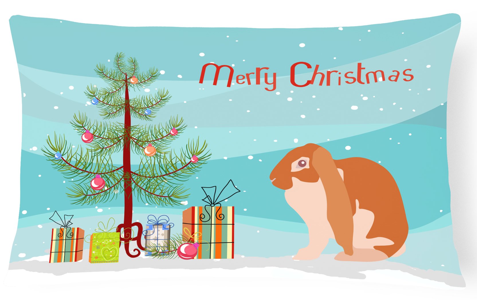 English Lop Rabbit Christmas Decorative Throw Pillow 12x16 Indoor Outdoor Accent Cushion, Fabric Cover with Insert for Sofa, Bed, Porch & Living Room