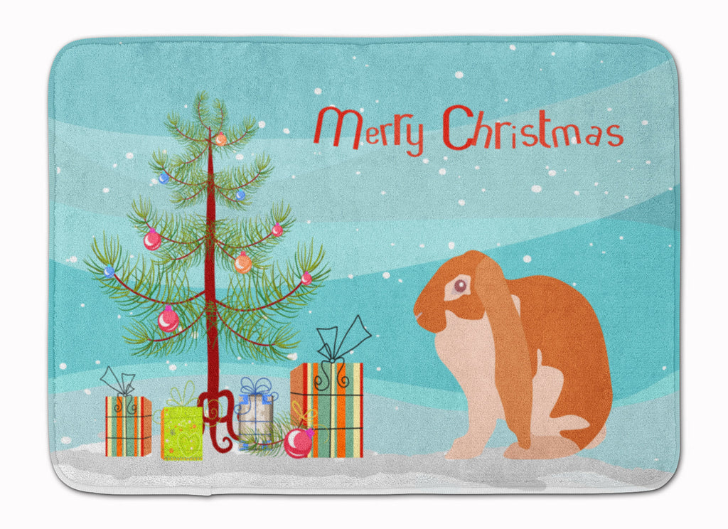 English Lop Rabbit Christmas Memory Foam Kitchen Mat Machine Washable Anti-Fatigue Cushion Comfort Bath or Kitchen Rug