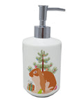English Lop Rabbit Christmas Ceramic Soap Dispenser , Empty Refillable Hand Soap Pump Bottle for Bathroom Kitchen