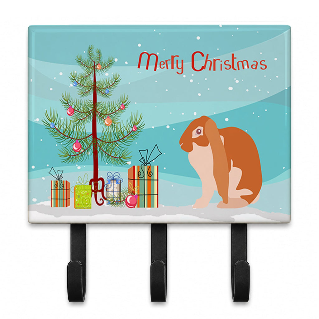 English Lop Rabbit Christmas Leash or Key Holder Wall Hooks, Coat Rack Wall Mount, for Hanging Keys, Towels, Aprons, Leashes