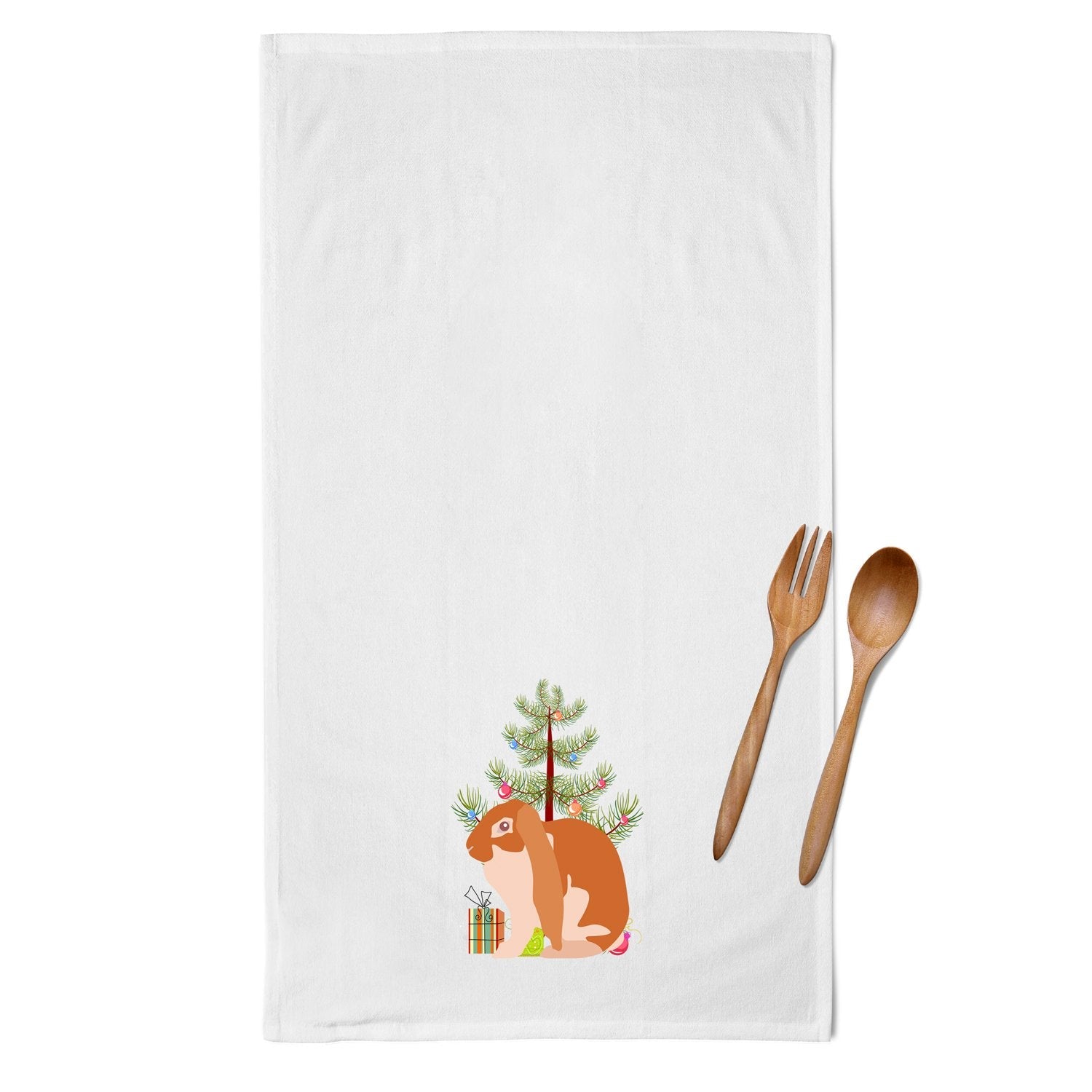 English Lop Rabbit Christmas Kitchen Towel Set of 2 White Dish Towels Decorative Bathroom Hand towel for Hand, Face, Hair, Yoga, Tea, Dishcloth, 19 X 28", White