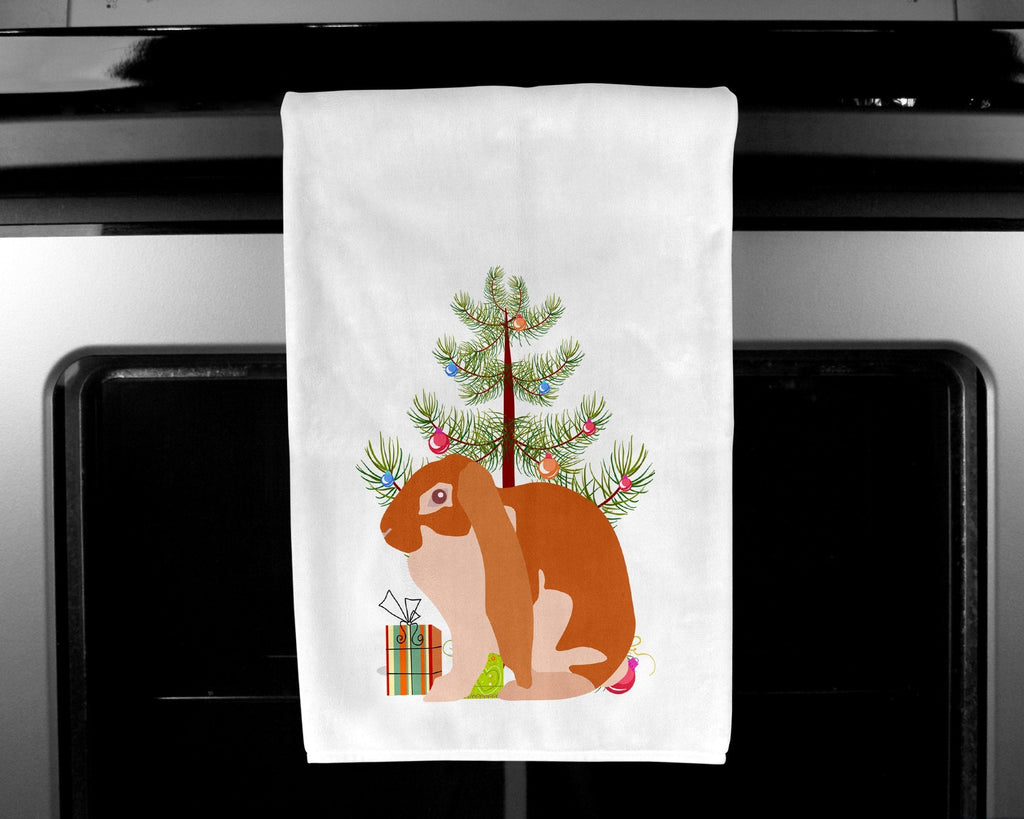 English Lop Rabbit Christmas Kitchen Towel Set of 2 White Dish Towels Decorative Bathroom Hand towel for Hand, Face, Hair, Yoga, Tea, Dishcloth, 19 X 28", White