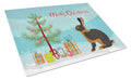Tan Rabbit Christmas Cutting Board Tempered Glass Kitchen Cutting Surface, Heat Resistant Chopping, Non-Slip Feet, Food Prep & Serving