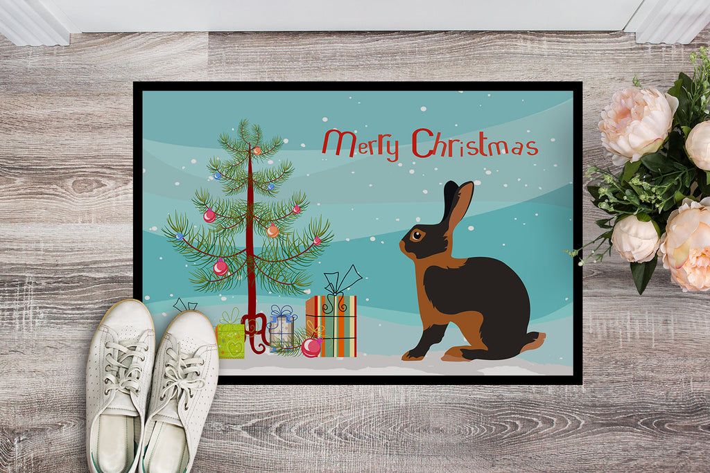 Tan Rabbit Christmas Doormat Indoor Outdoor 18H X 27W Front Door Mat Rugs for Entryway, Non Slip Washable