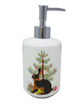 Tan Rabbit Christmas Ceramic Soap Dispenser , Empty Refillable Hand Soap Pump Bottle for Bathroom Kitchen
