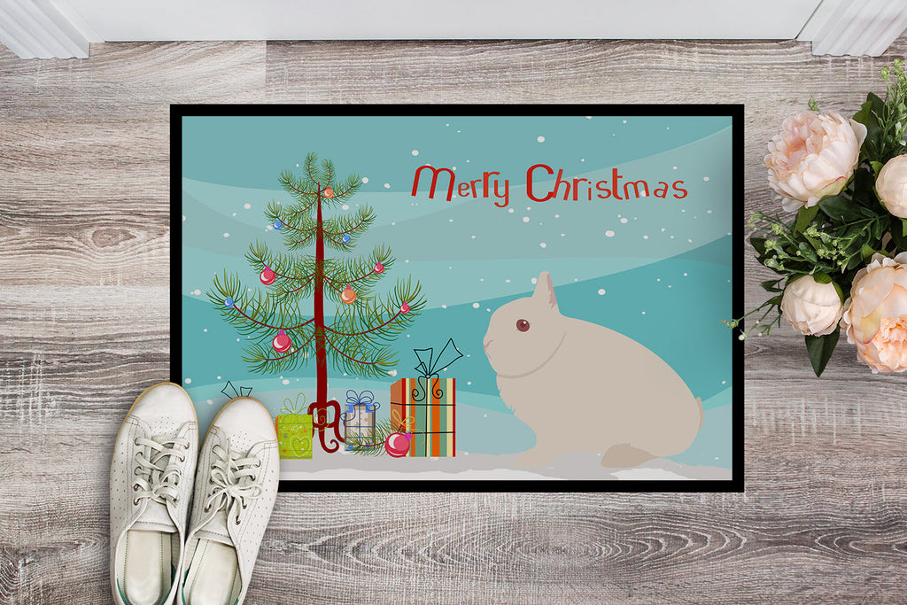 Hermelin Rabbit Christmas Doormat Indoor Outdoor 24H X 36W Front Door Mat Rugs for Entryway, Non Slip Washable Low Pile,