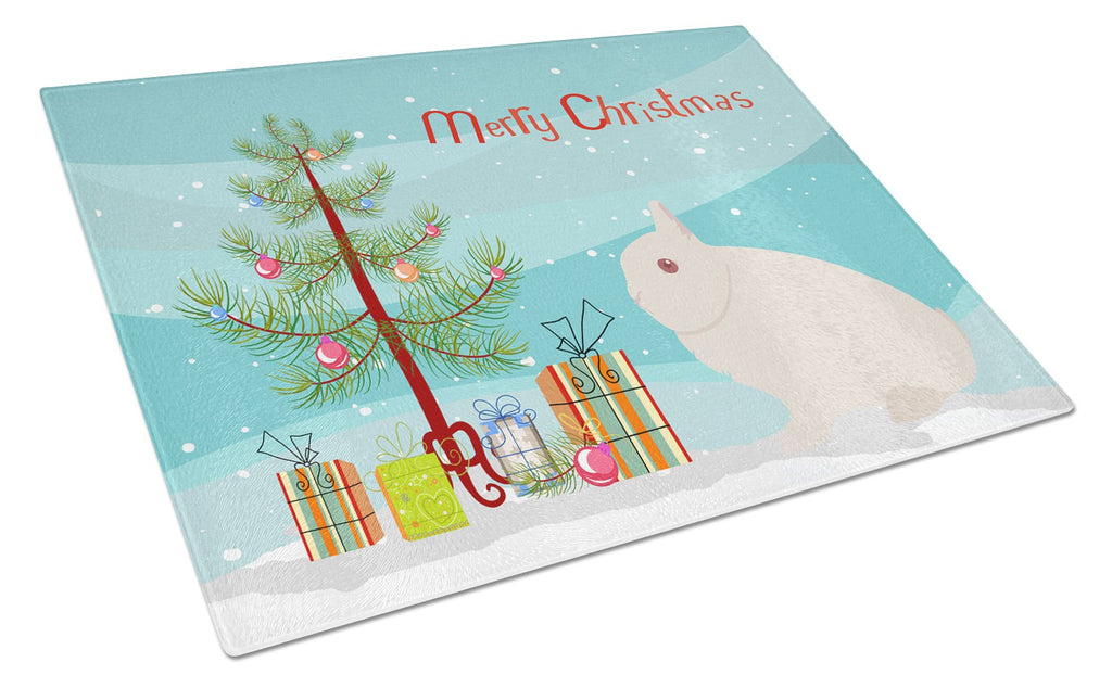 Hermelin Rabbit Christmas Cutting Board Tempered Glass Kitchen Cutting Surface, Heat Resistant Chopping, Non-Slip Feet, Food Prep & Serving