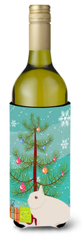 Hermelin Rabbit Christmas Wine Bottle Hugger Gift Sleeve for Standard 750 ml Bottles, Insulated Reusable Also Fits Mini Shot & Pint Bottles
