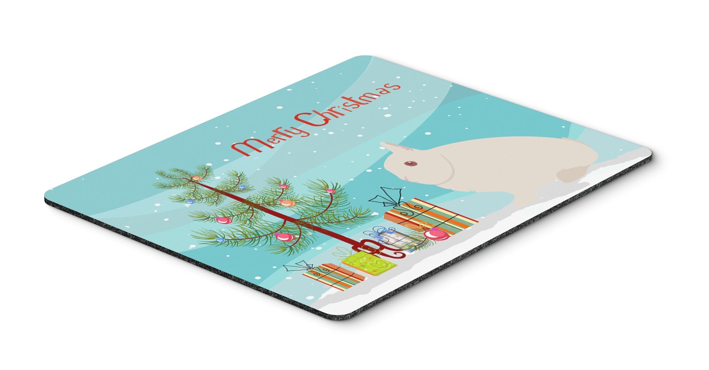 Hermelin Rabbit Christmas Mouse Pad, Heat Resistant Trivet Hot Pad , Non Slip Rubber Desk Mat, Kitchen Counter Protector, Home Office Decor Gift