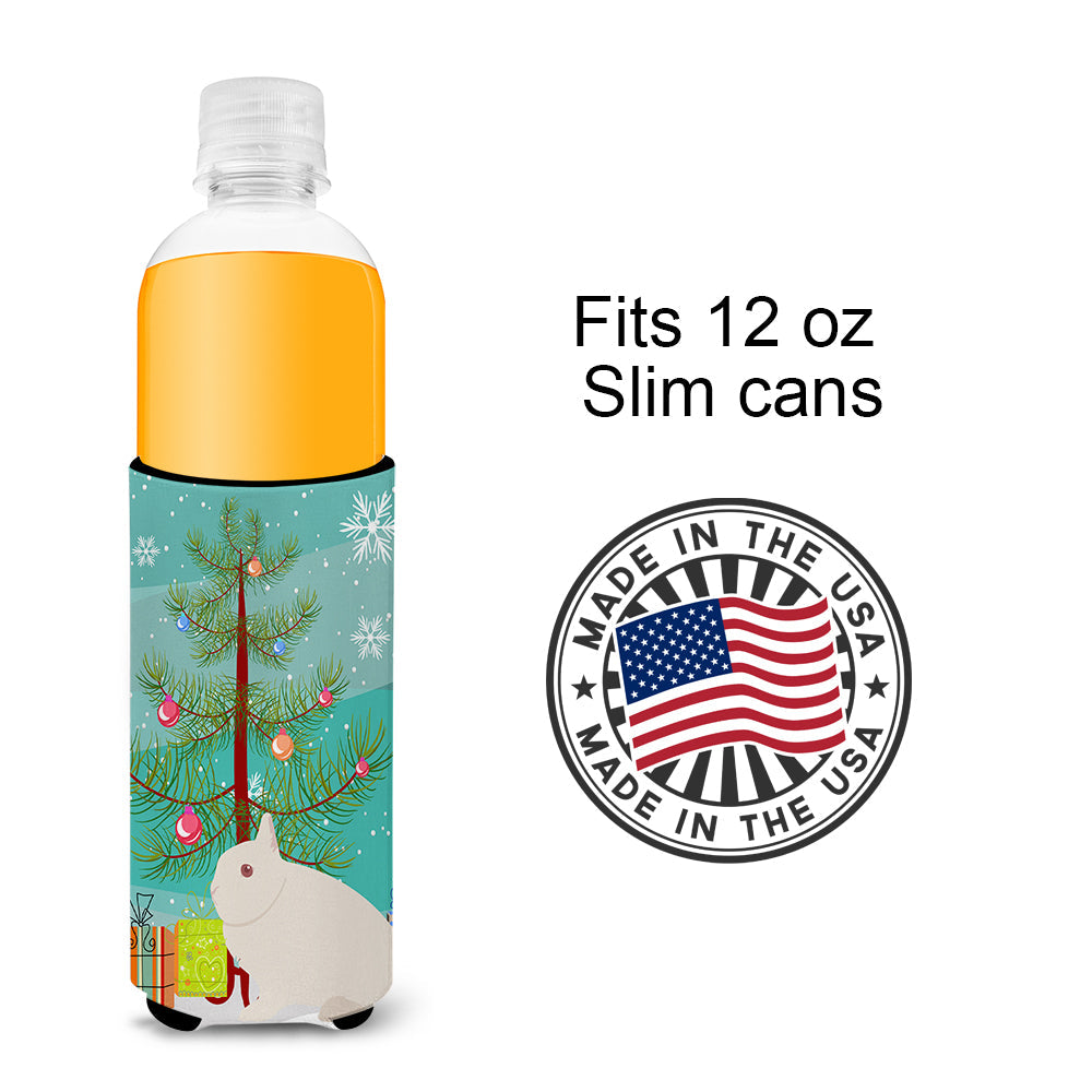 Hermelin Rabbit Christmas Slim Can Hugger , Insulated Foam Hugger for 12 oz Slim Cans, Beer Bottles & Water Bottles, Printed in USA