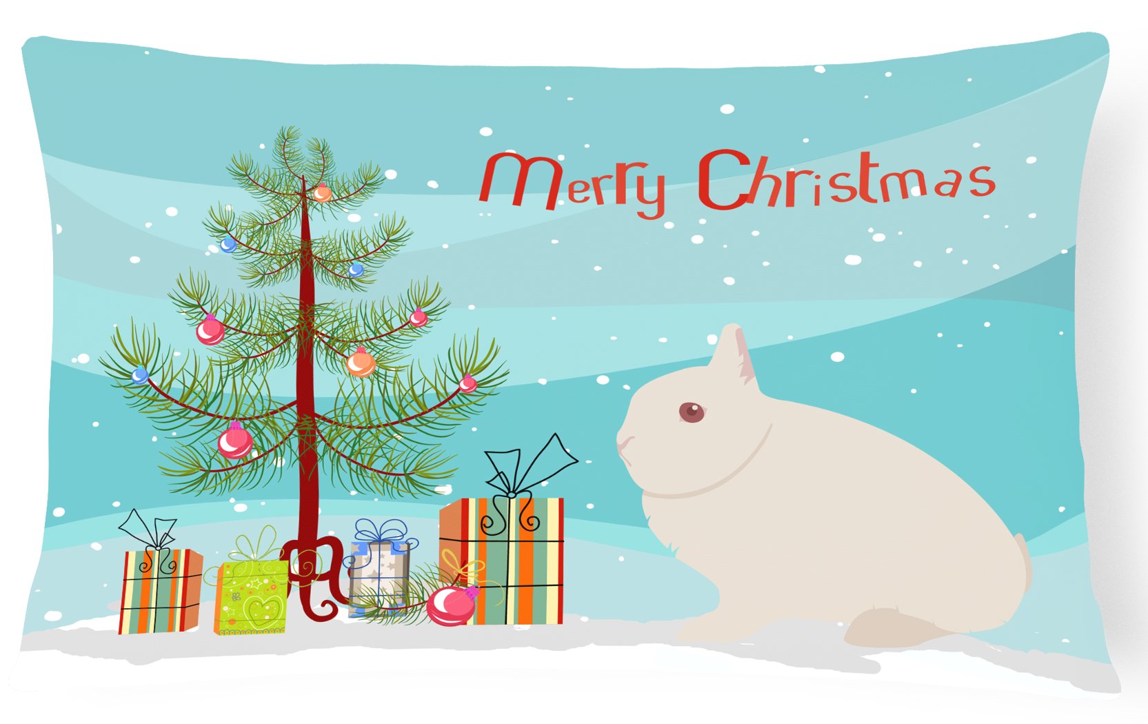 Hermelin Rabbit Christmas Decorative Throw Pillow 12x16 Indoor Outdoor Accent Cushion, Fabric Cover with Insert for Sofa, Bed, Porch & Living Room
