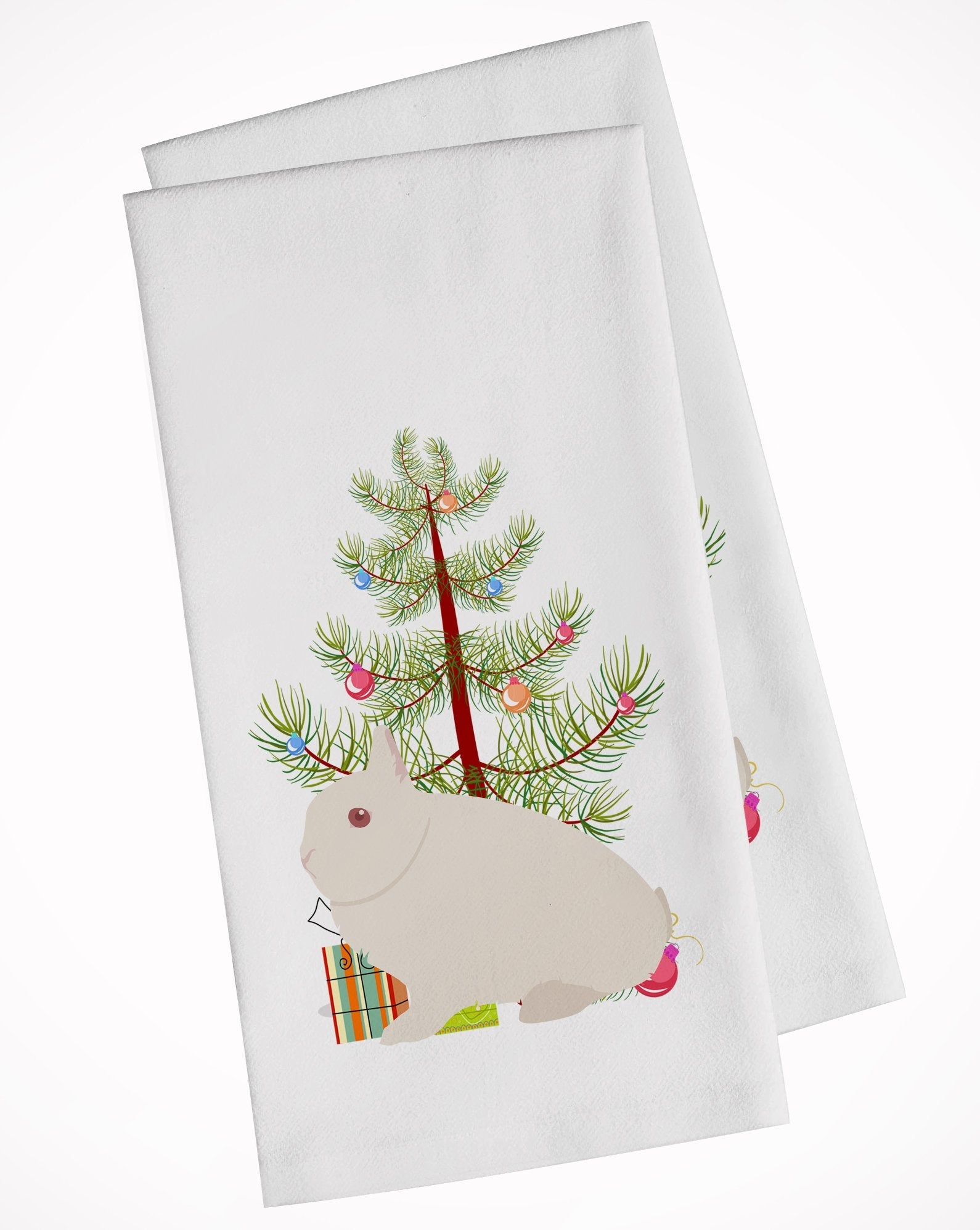 Hermelin Rabbit Christmas Kitchen Towel Set of 2 White Dish Towels Decorative Bathroom Hand towel for Hand, Face, Hair, Yoga, Tea, Dishcloth, 19 X 28", White