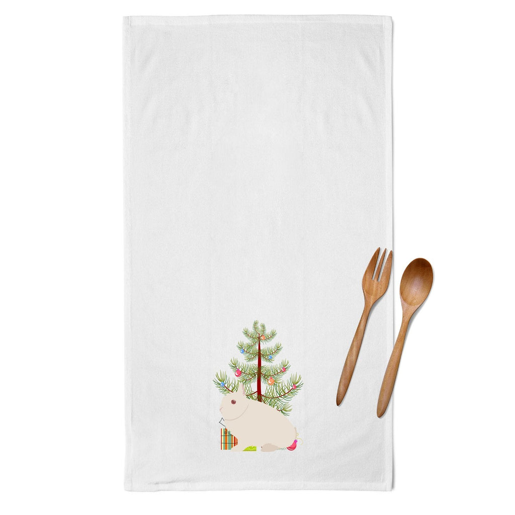 Hermelin Rabbit Christmas Kitchen Towel Set of 2 White Dish Towels Decorative Bathroom Hand towel for Hand, Face, Hair, Yoga, Tea, Dishcloth, 19 X 28", White