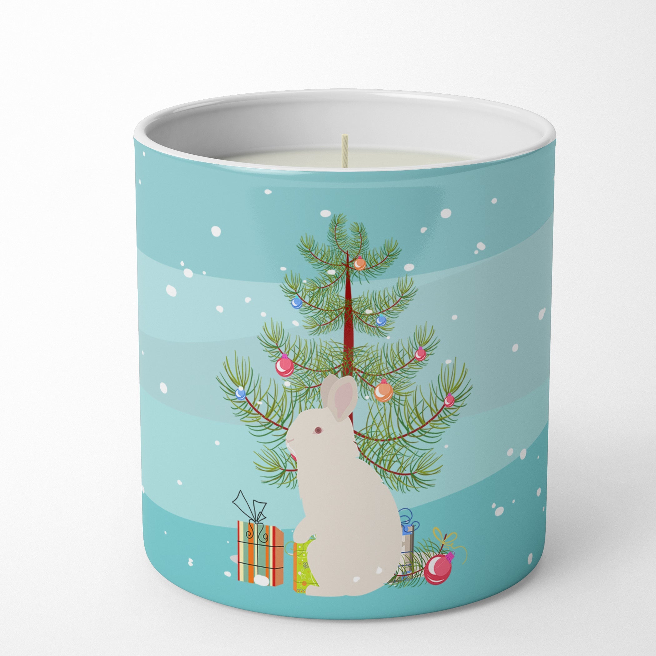 New Zealand White Rabbit Christmas Decorative Soy Candle Nature Soy Wax Essential Oil Home Decor Ideal for Bedroom Kitchen Bath Office Gift, 10 oz