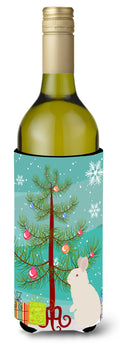 New Zealand White Rabbit Christmas Wine Bottle Hugger Gift Sleeve for Standard 750 ml Bottles, Insulated Reusable Also Fits Mini Shot & Pint Bottles