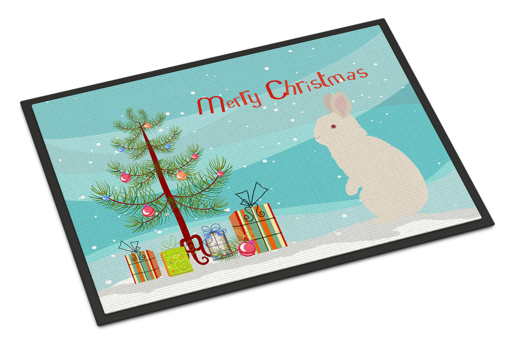 New Zealand White Rabbit Christmas Doormat Indoor Outdoor 18H X 27W Front Door Mat Rugs for Entryway, Non Slip Washable