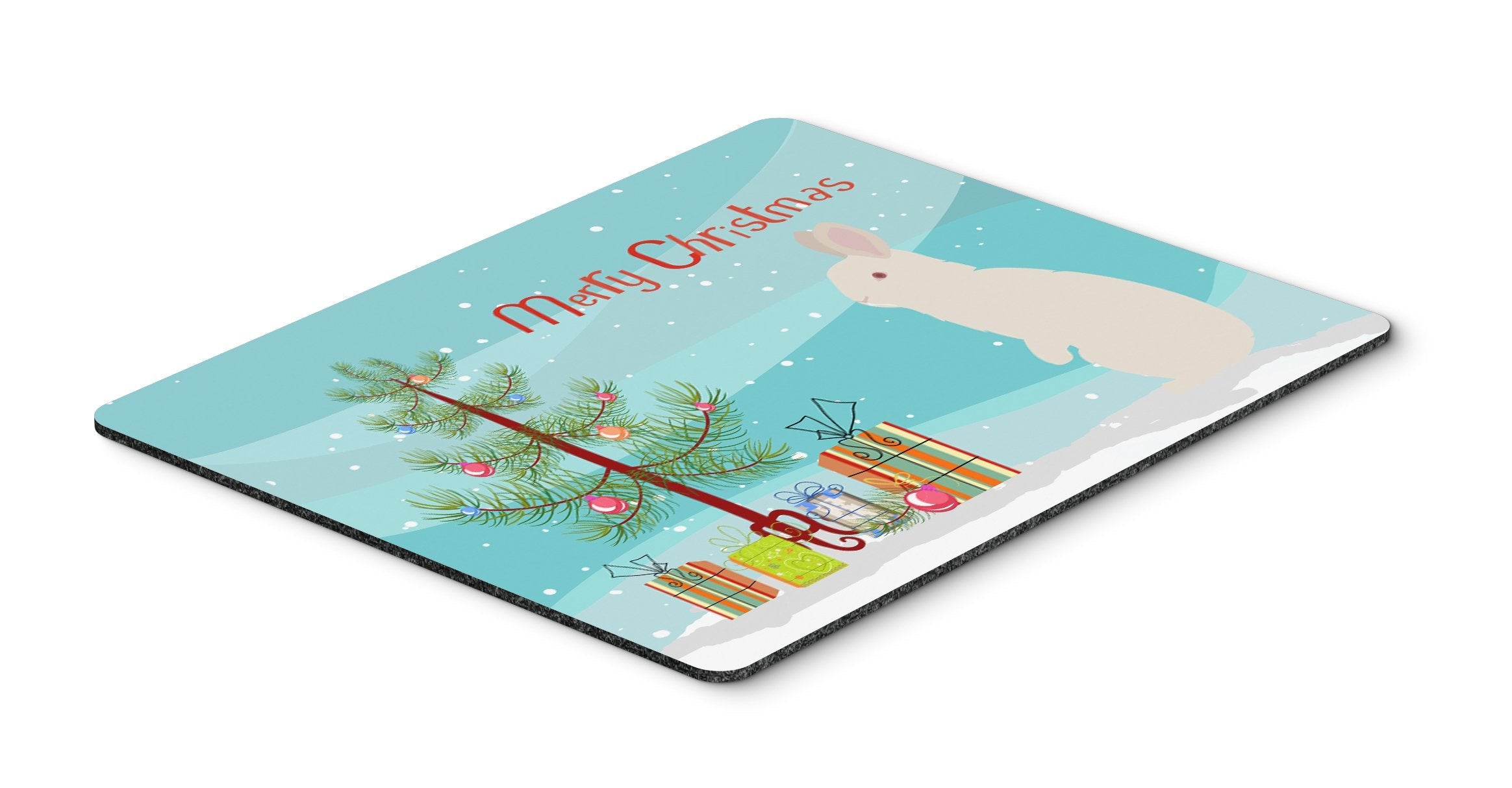 New Zealand White Rabbit Christmas Mouse Pad, Heat Resistant Trivet Hot Pad , Non Slip Rubber Desk Mat, Kitchen Counter Protector, Home Office Decor Gift