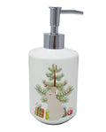 New Zealand White Rabbit Christmas Ceramic Soap Dispenser , Empty Refillable Hand Soap Pump Bottle for Bathroom Kitchen
