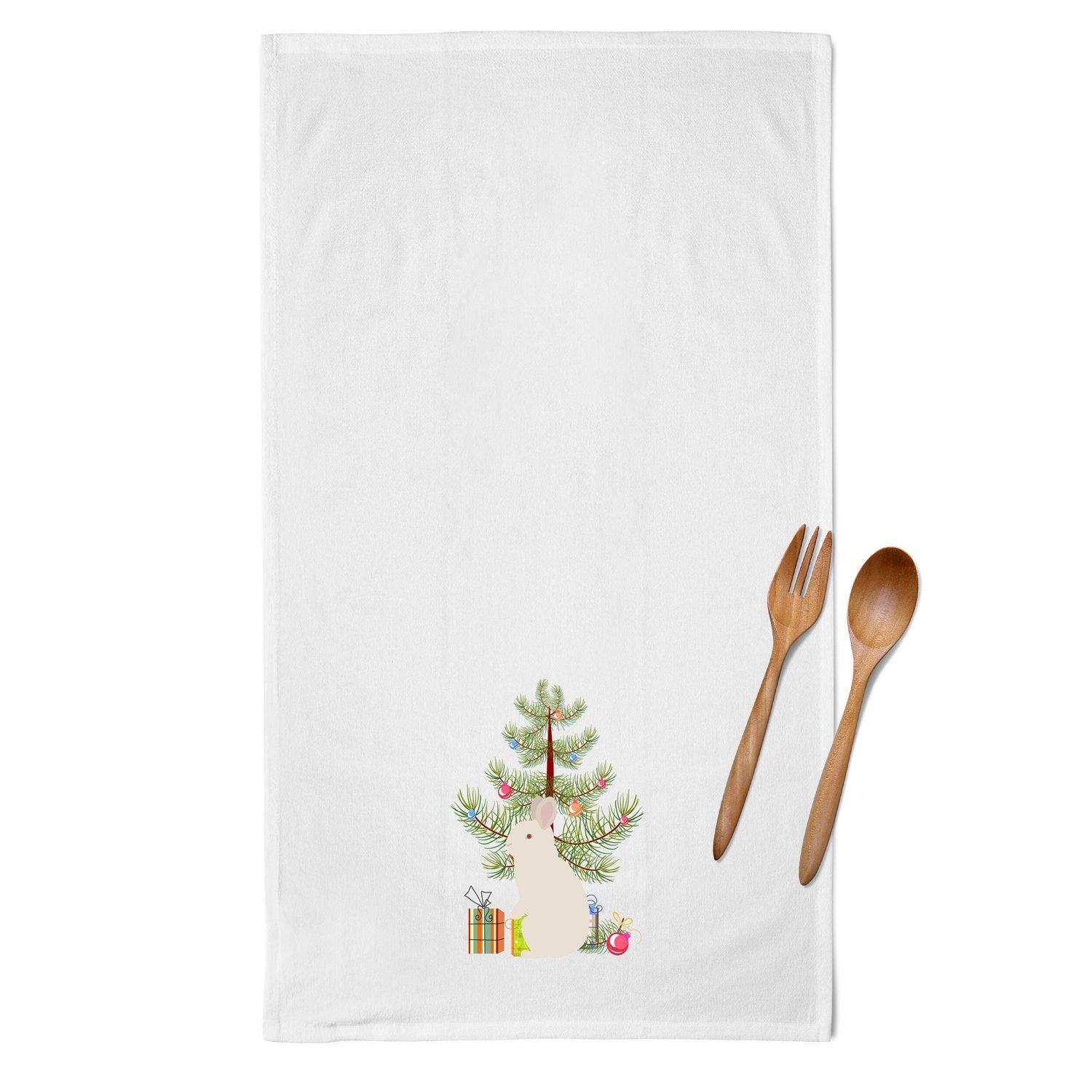 New Zealand White Rabbit Christmas Kitchen Towel Set of 2 White Dish Towels Decorative Bathroom Hand towel for Hand, Face, Hair, Yoga, Tea, Dishcloth, 19 X 28", White