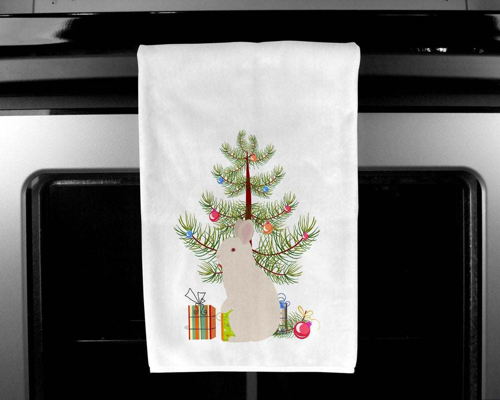New Zealand White Rabbit Christmas Kitchen Towel Set of 2 White Dish Towels Decorative Bathroom Hand towel for Hand, Face, Hair, Yoga, Tea, Dishcloth, 19 X 28", White