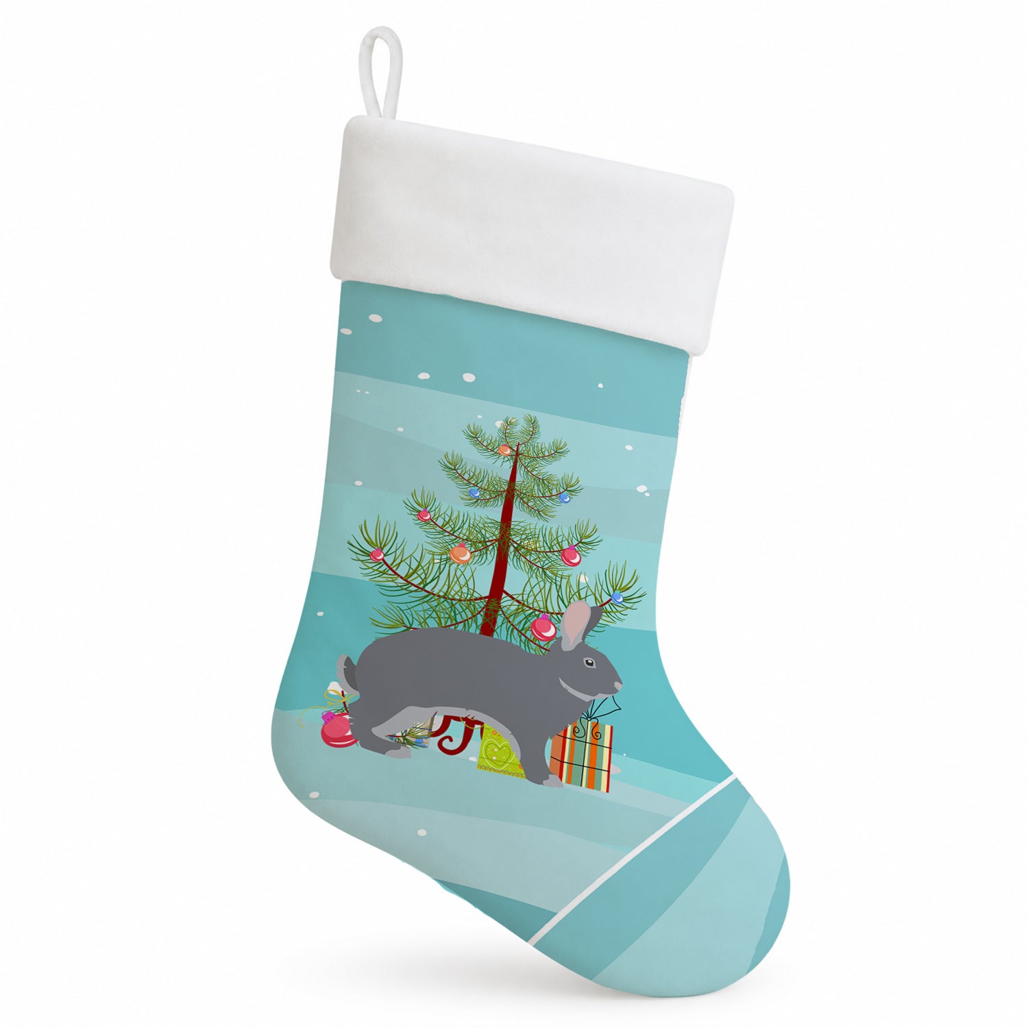 Giant Chinchilla Rabbit Christmas Holiday Stocking Double-Sided Print, Polyester Suede,11x18, Made in USA