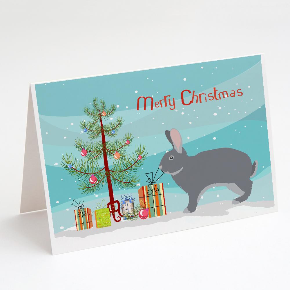 Giant Chinchilla Rabbit Christmas Greeting Cards Pack of 8 Blank Cards with Envelopes Whimsical A7 Size 5x7