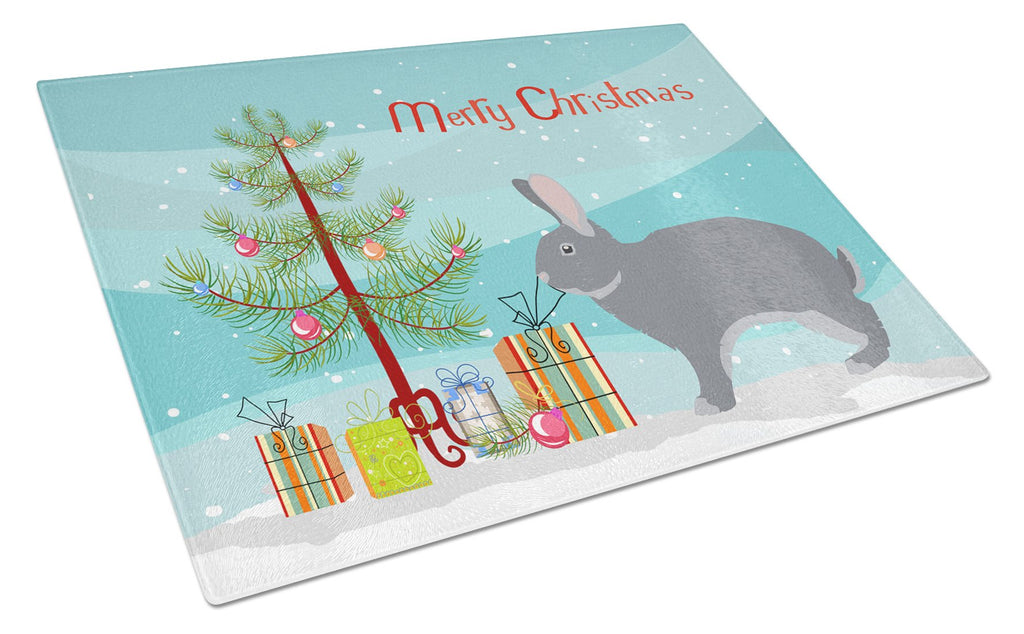 Giant Chinchilla Rabbit Christmas Cutting Board Tempered Glass Kitchen Cutting Surface, Heat Resistant Chopping, Non-Slip Feet, Food Prep & Serving