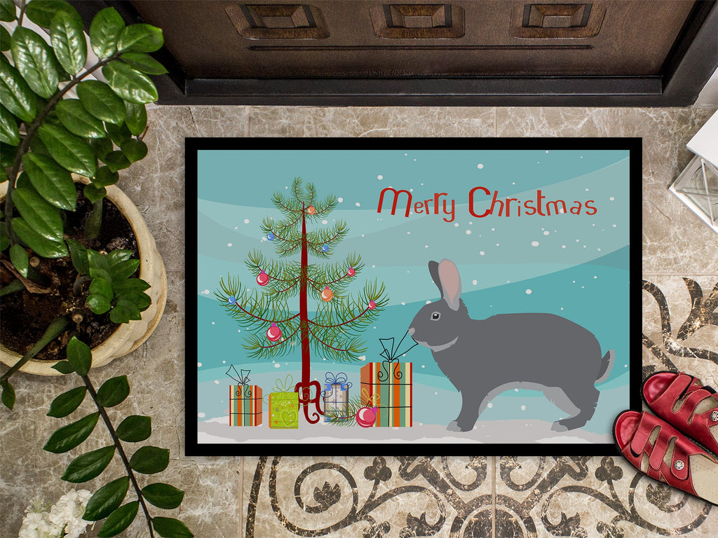 Giant Chinchilla Rabbit Christmas Doormat Indoor Outdoor 18H X 27W Front Door Mat Rugs for Entryway, Non Slip Washable