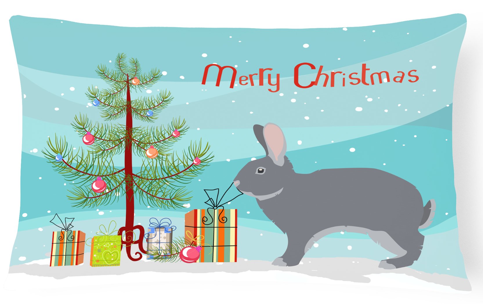 Giant Chinchilla Rabbit Christmas Decorative Throw Pillow 12x16 Indoor Outdoor Accent Cushion, Fabric Cover with Insert for Sofa, Bed, Porch & Living Room
