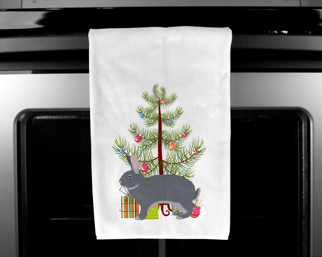 Giant Chinchilla Rabbit Christmas Kitchen Towel Set of 2 White Dish Towels Decorative Bathroom Hand towel for Hand, Face, Hair, Yoga, Tea, Dishcloth, 19 X 28", White